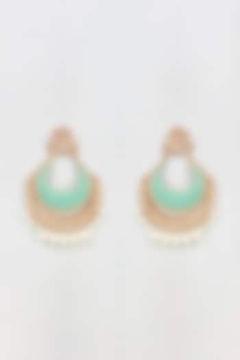 Gold Plated Kundan Polki Enameled Chandbali Earrings by Bombay Polki at Pernia's Pop Up Shop