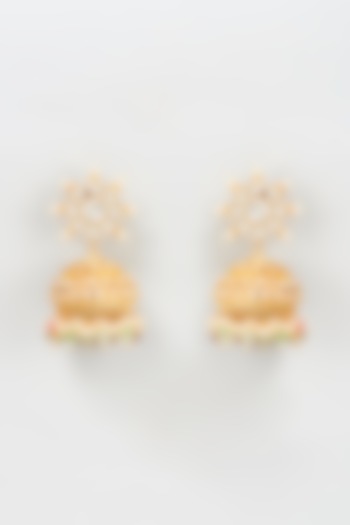 Gold Plated Kundan & Jadtar Stone Jhumka Earrings by Bombay Polki at Pernia's Pop Up Shop