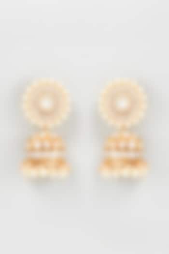 Gold Plated Kundan Polki & Jadtar Stone Jhumka Earrings by Bombay Polki at Pernia's Pop Up Shop