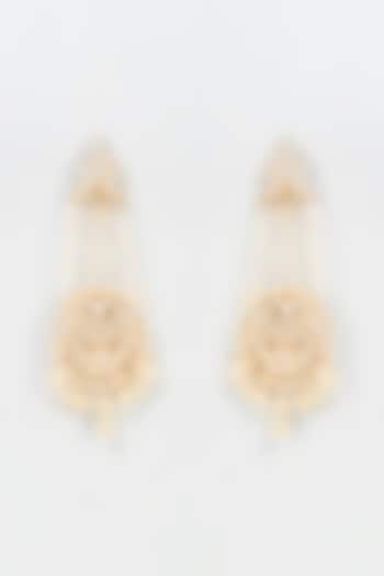 Gold Plated Kundan & Jadtar Stone Chandbali Earrings by Bombay Polki at Pernia's Pop Up Shop