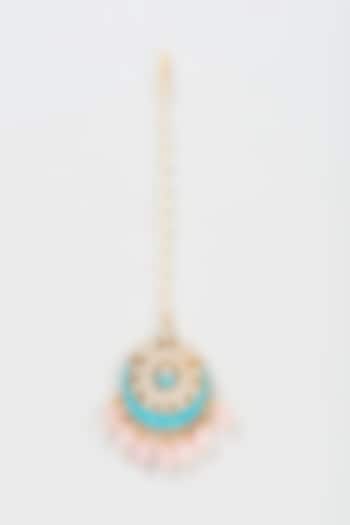 Gold Plated Kundan & Jadtar Stone Maang Tikka by Bombay Polki at Pernia's Pop Up Shop