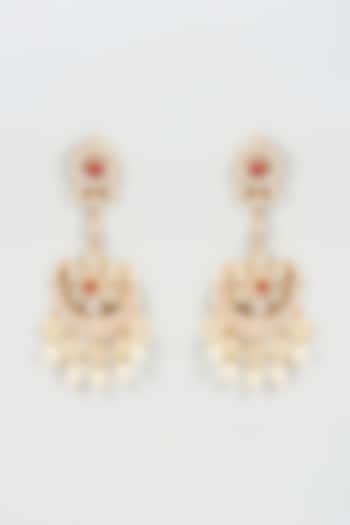 Gold Plated Kundan Polki Chandbali Earrings by Bombay Polki at Pernia's Pop Up Shop