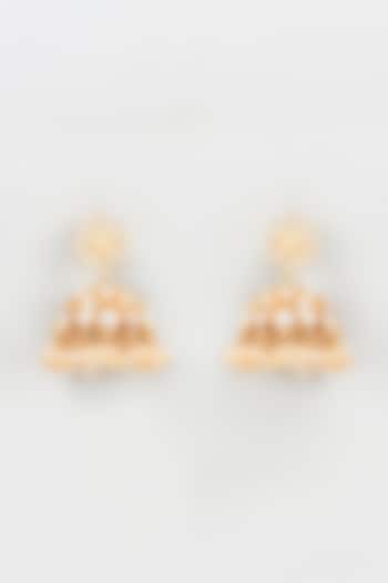 Gold Plated Kundan & Pearl Jhumka Earrings by Bombay Polki at Pernia's Pop Up Shop
