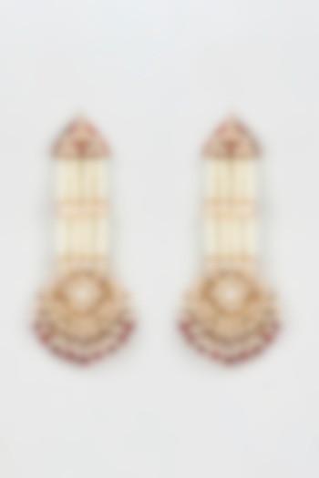 Gold Plated Semi-Precious Beaded Dangler Earrings by Bombay Polki