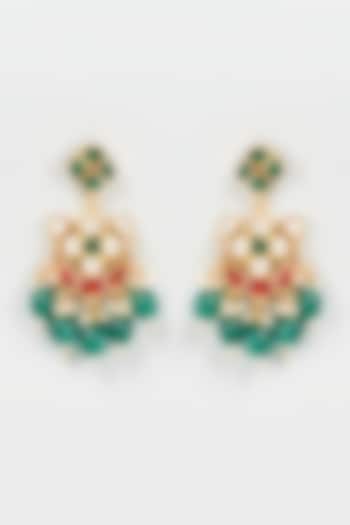 Gold Plated Jadtar Stone Chandbali Earrings by Bombay Polki at Pernia's Pop Up Shop