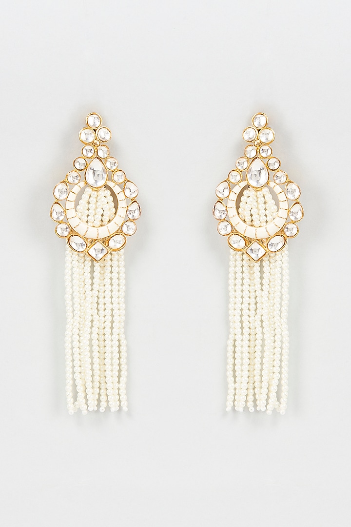 Gold Plated Kundan Polki Dangler Earrings by Bombay Polki at Pernia's Pop Up Shop