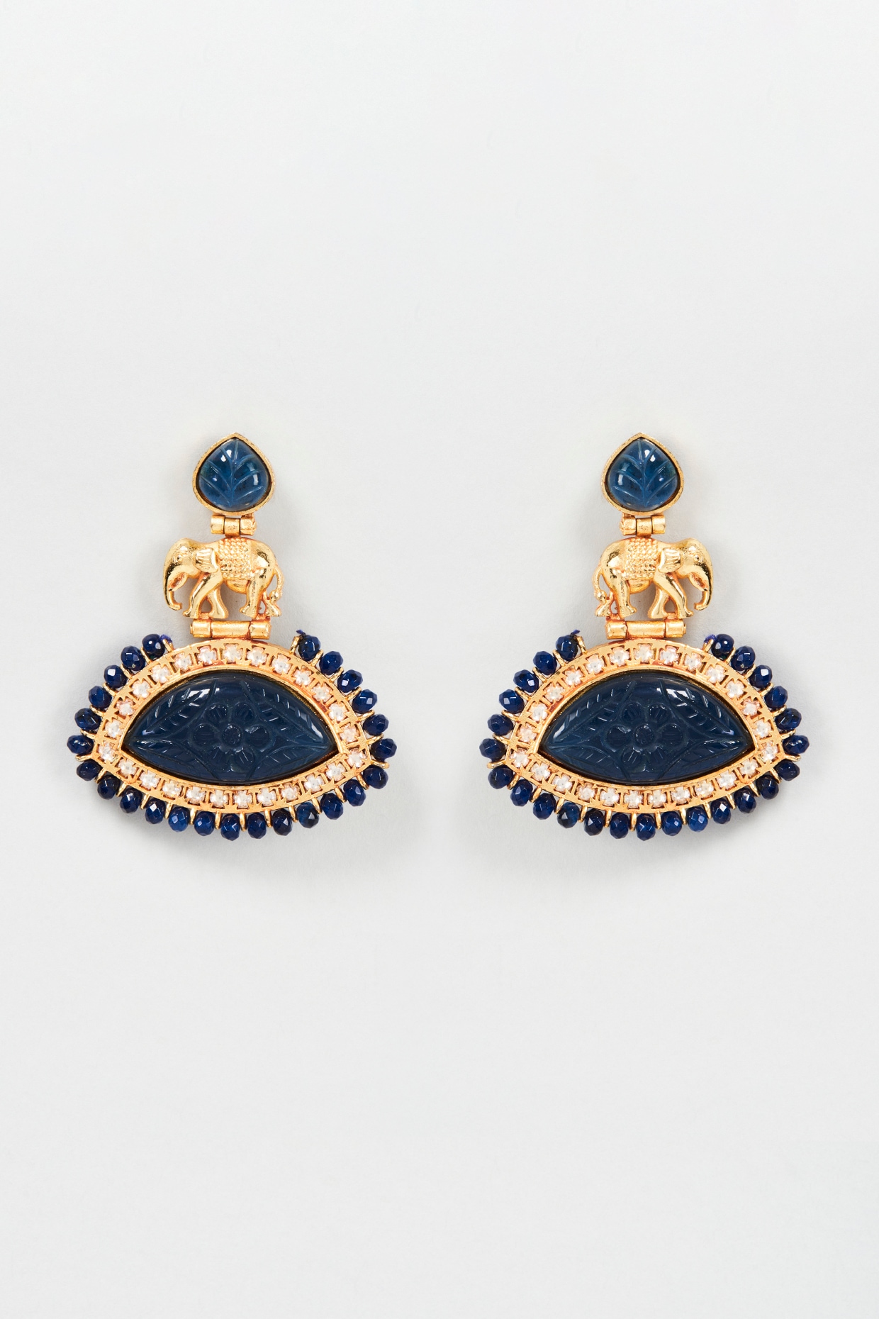 Gold Plated Carved Stone Earrings Design by Bombay Polki at Pernia's Pop Up  Shop 2024