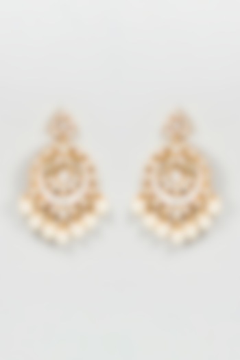 Gold Plated Kundan Polki Chandbali Earrings by Bombay Polki at Pernia's Pop Up Shop