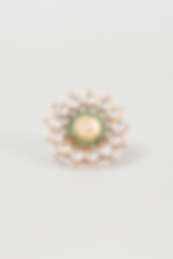 Gold Plated Kundan Polki Ring by Bombay Polki at Pernia's Pop Up Shop
