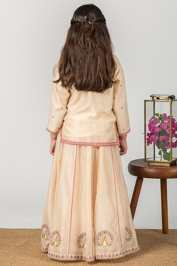 Ivory Embroidered Lehenga Set For Girls by Boteh at Pernia's Pop Up Shop