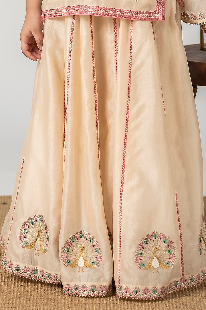 Ivory Embroidered Lehenga Set For Girls by Boteh at Pernia's Pop Up Shop