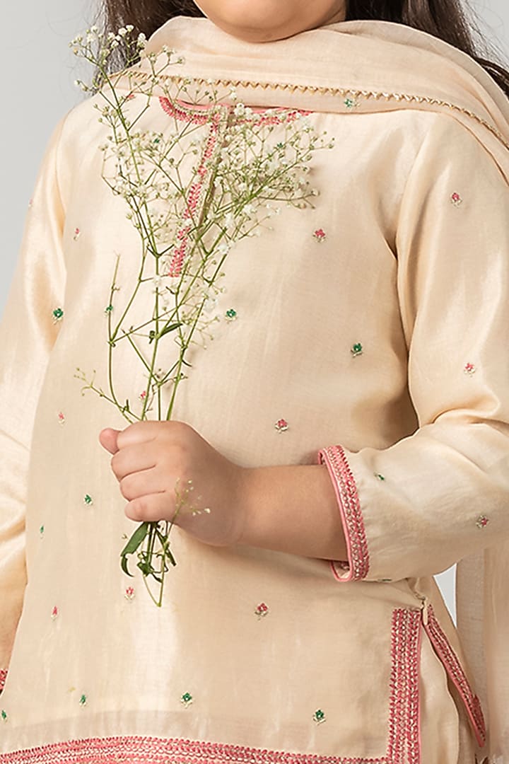 Ivory Embroidered Lehenga Set For Girls by Boteh at Pernia's Pop Up Shop