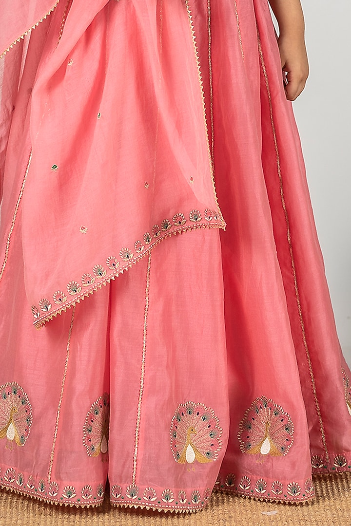 Charm Pink Embroidered Lehenga Set For Girls by Boteh at Pernia's Pop Up Shop