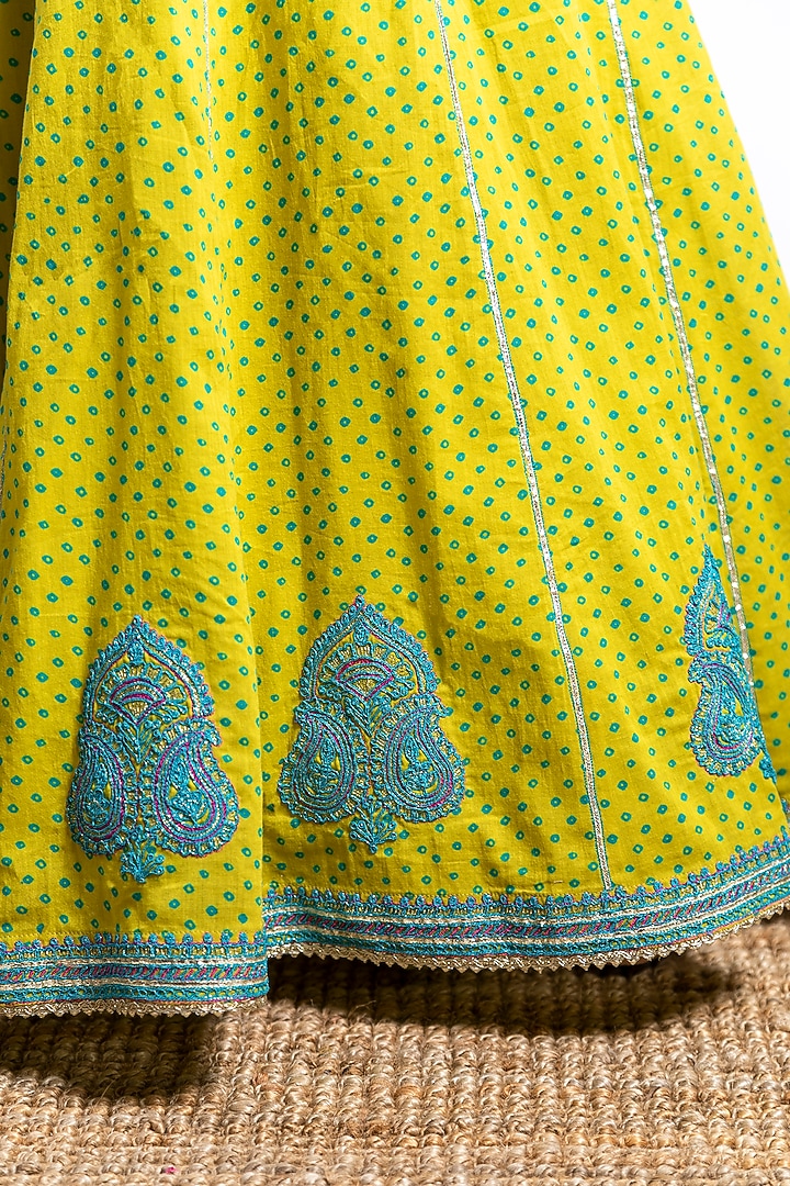 Green Embroidered Lehenga Set For Girls by Boteh at Pernia's Pop Up Shop