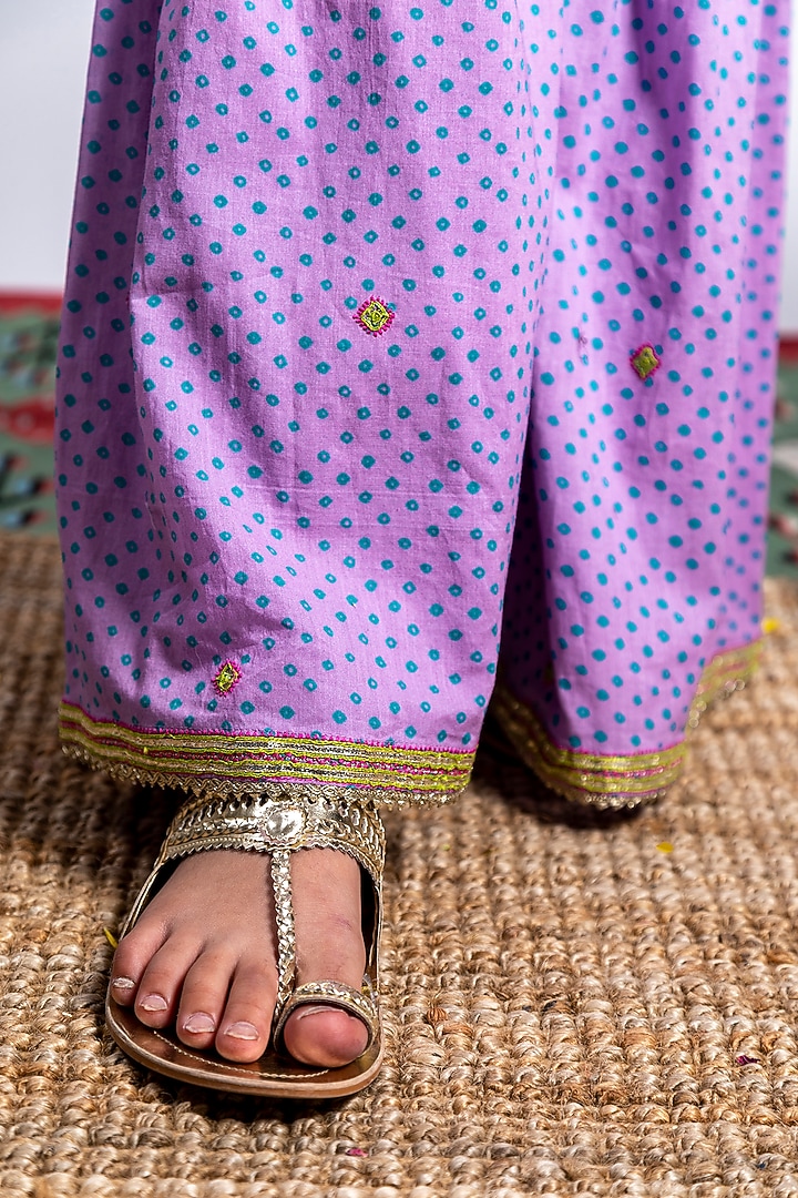 Purple Embroidered Sharara Set For Girls by Boteh at Pernia's Pop Up Shop