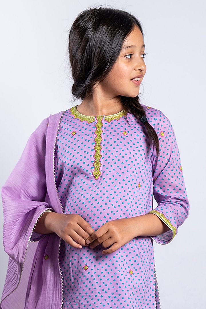 Purple Embroidered Sharara Set For Girls by Boteh at Pernia's Pop Up Shop