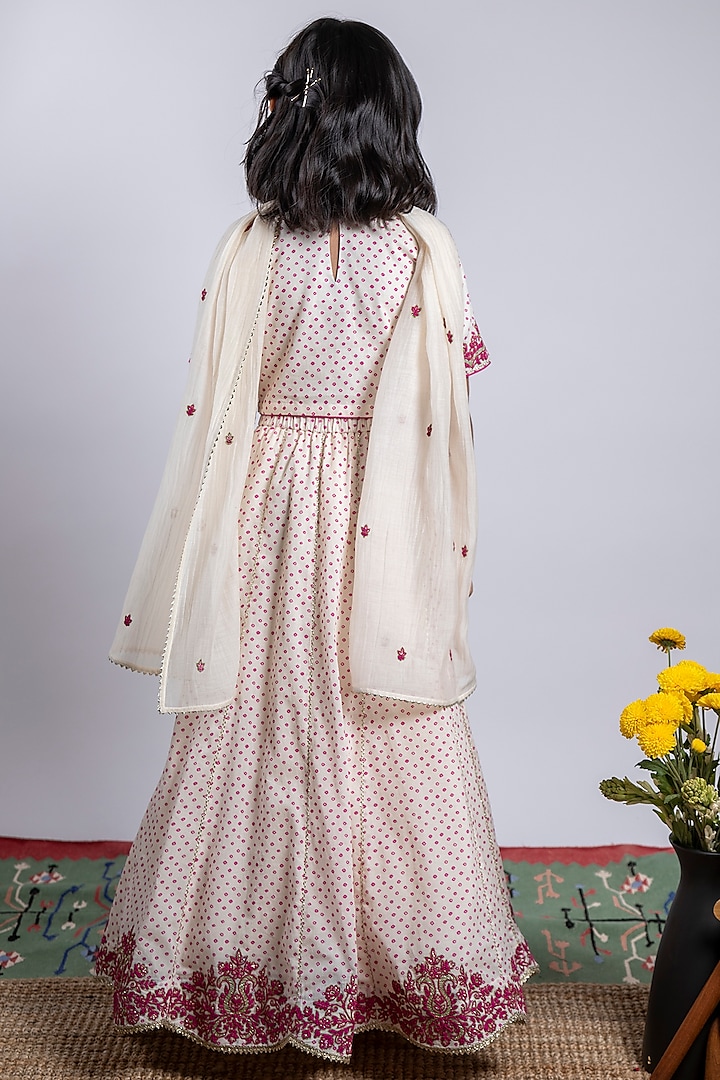 Ivory Embroidered Lehenga Set For Girls by Boteh at Pernia's Pop Up Shop