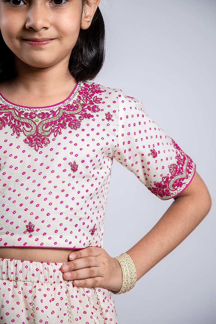 Ivory Embroidered Lehenga Set For Girls by Boteh at Pernia's Pop Up Shop