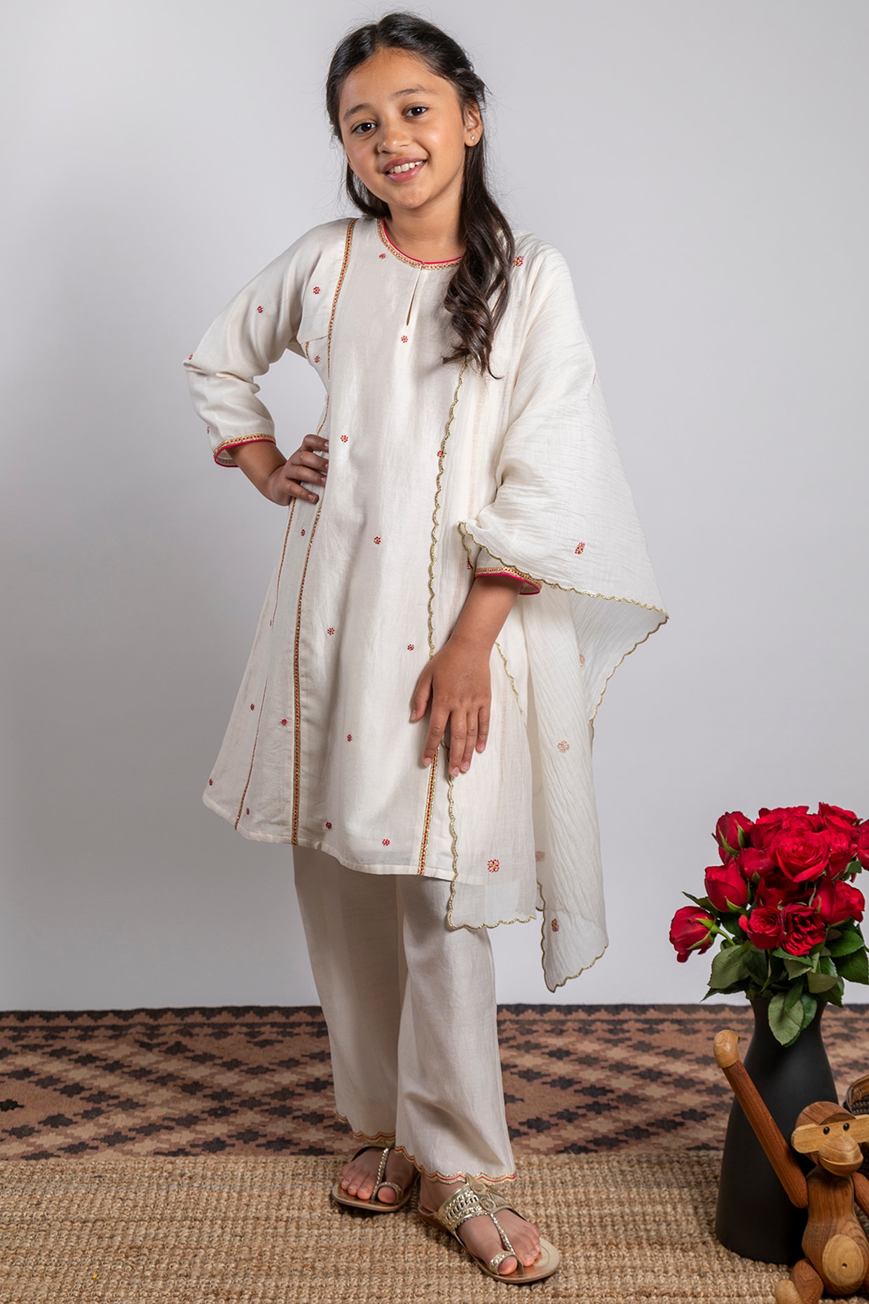 White kurta for kids on sale girls