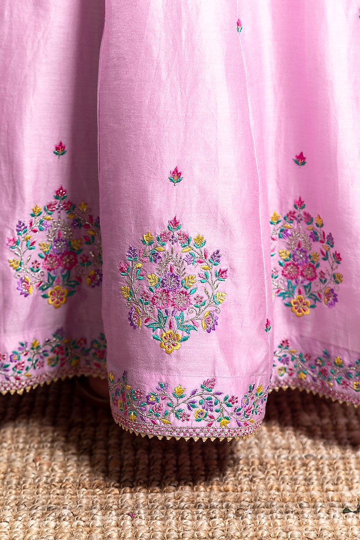 Lilac Embroidered Lehenga Set For Girls by Boteh at Pernia's Pop Up Shop