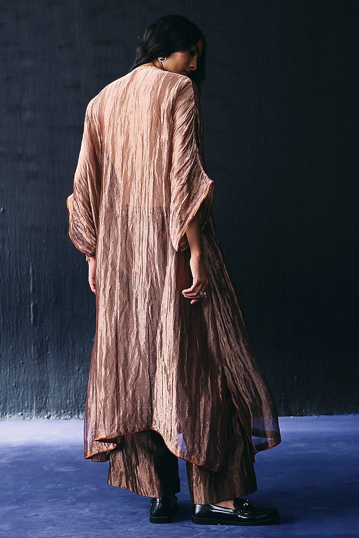 Red Tissue Crystal Embroidered Kaftan Set by BO TREE at Pernia's Pop Up Shop