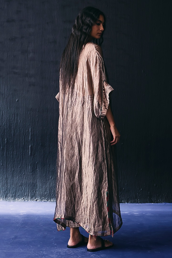 Copper Tissue Crystal Embroidered Kaftan Set by BO TREE at Pernia's Pop Up Shop