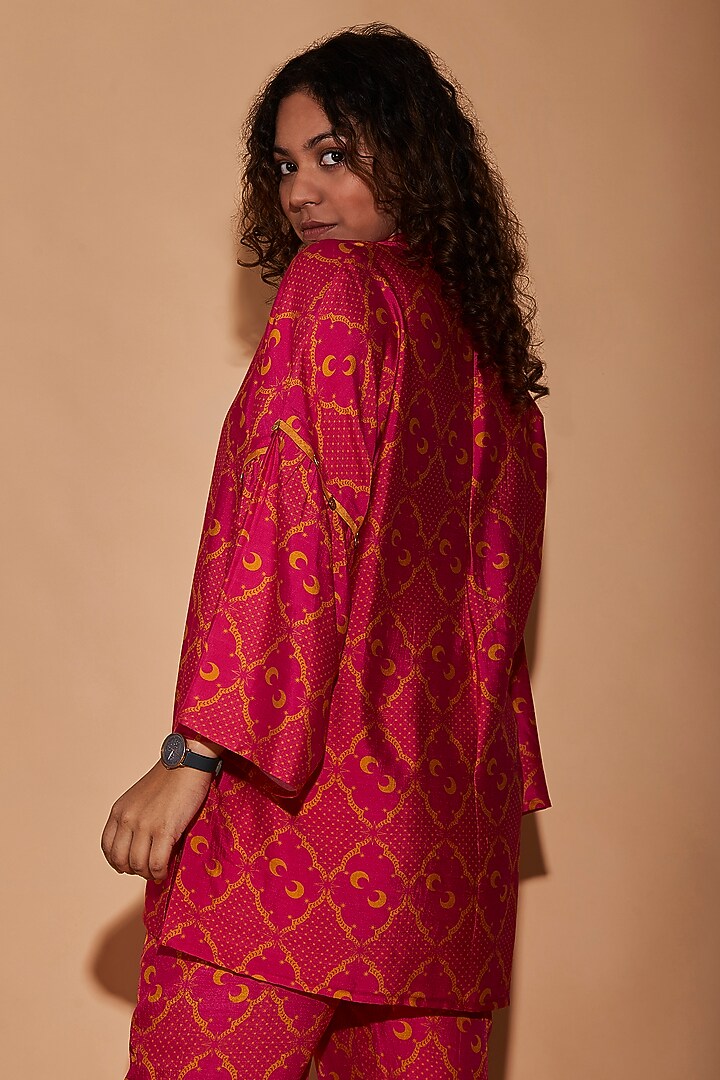 Pink Viscose & Cotton Printed Shirt by BO TREE at Pernia's Pop Up Shop