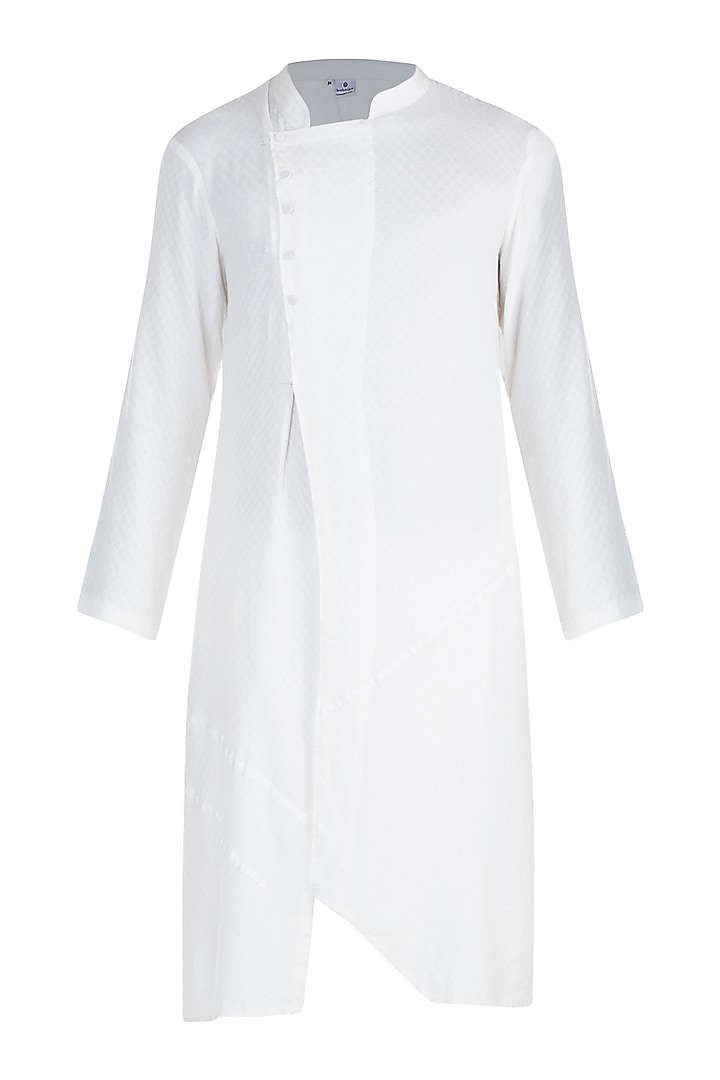 White Kurta With Side Buttons by Bohame Men