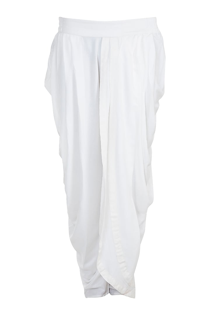 White Cotton Dhoti Pants by Bohame Men