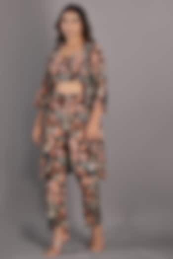 Maroon Printed Cape Set by Bohame at Pernia's Pop Up Shop