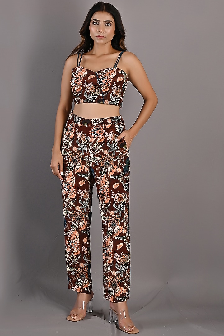 Maroon Printed Cape Set by Bohame at Pernia's Pop Up Shop