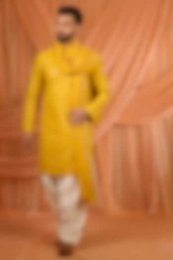 Mustard Chikankari Kurta Set by Bohame Men at Pernia's Pop Up Shop