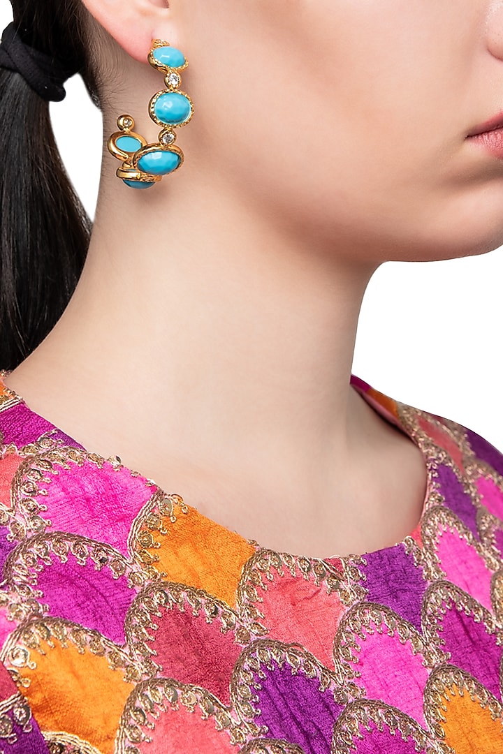 Turquoise Frida Hoop Earrings by The Bohemian