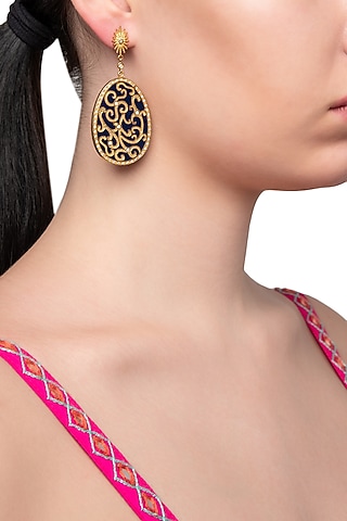 Royal Blue Fat Filigree Earrings by The Bohemian