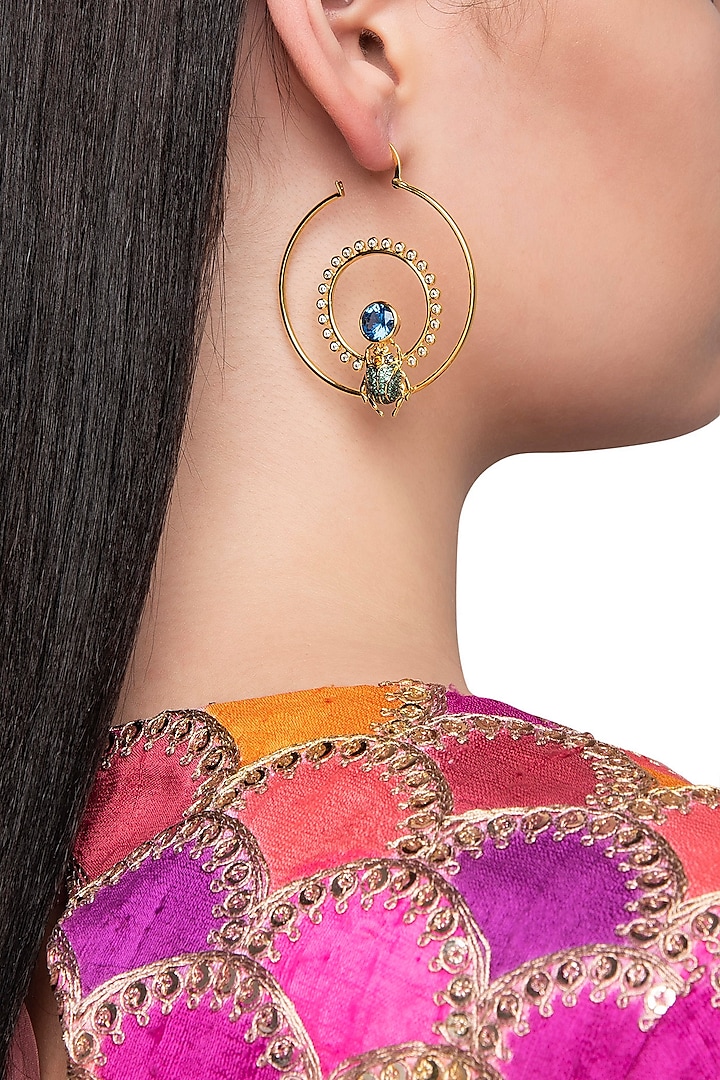 Multi Colored Bettle Loop Earring by The Bohemian