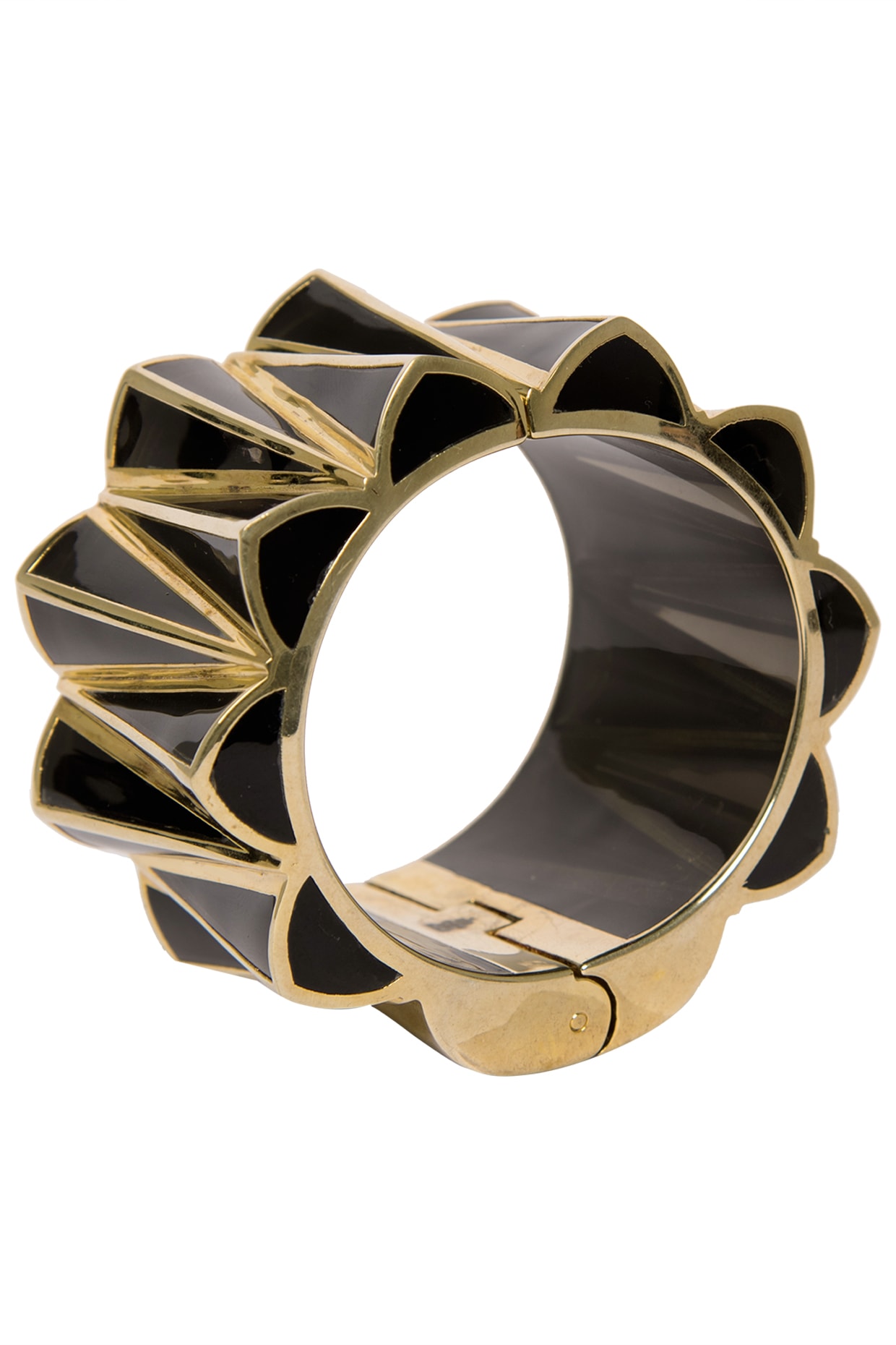 Black and gold zigzag bangle available only at Pernia's Pop