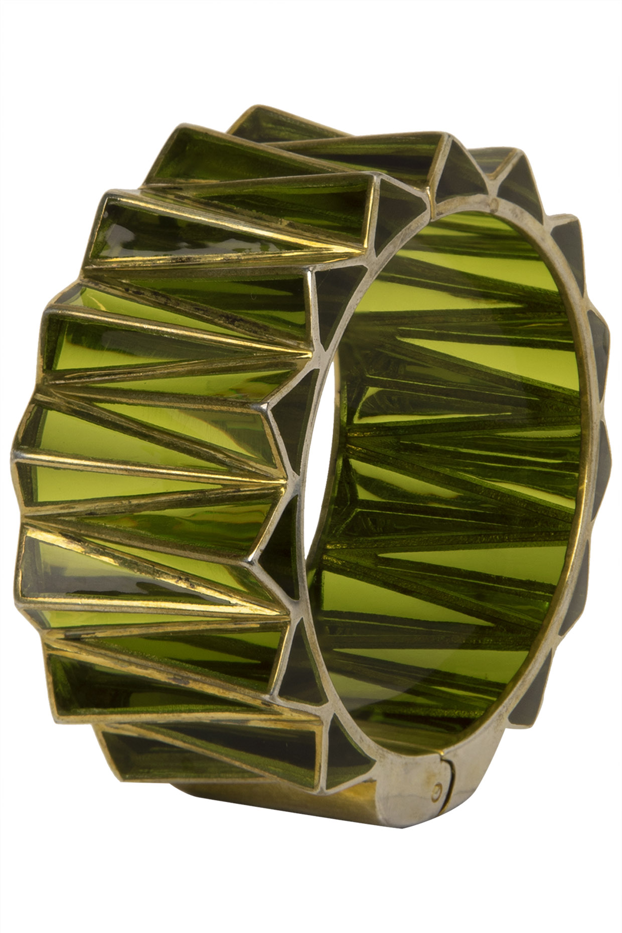Green and Gold Zigzag Bangle by The Bohemian