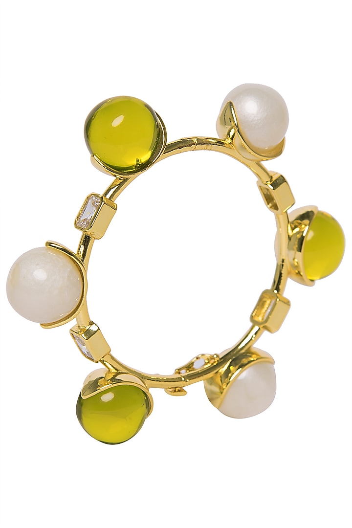 White and green zircon ball bangle available only at Pernia's Pop Up Shop.