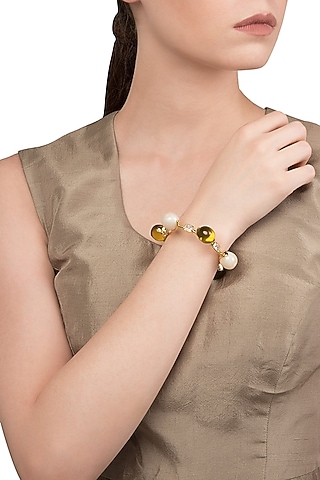 White and Green Zircon Ball Bangle by The Bohemian