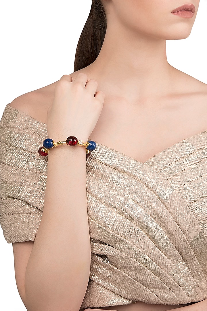 Blue and Red Zircon Ball Bangle by The Bohemian