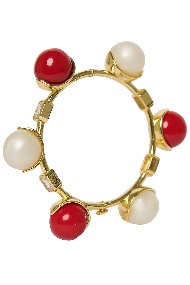 White and red zircon ball bangle available only at Pernia's Pop Up Shop.