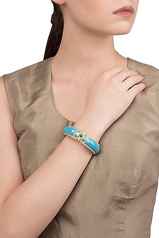 Turquoise Blue Vintage Detailed Bangle by The Bohemian