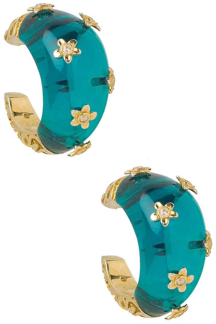 Aqua blue confetti hoop earrings available only at Pernia's Pop Up Shop.