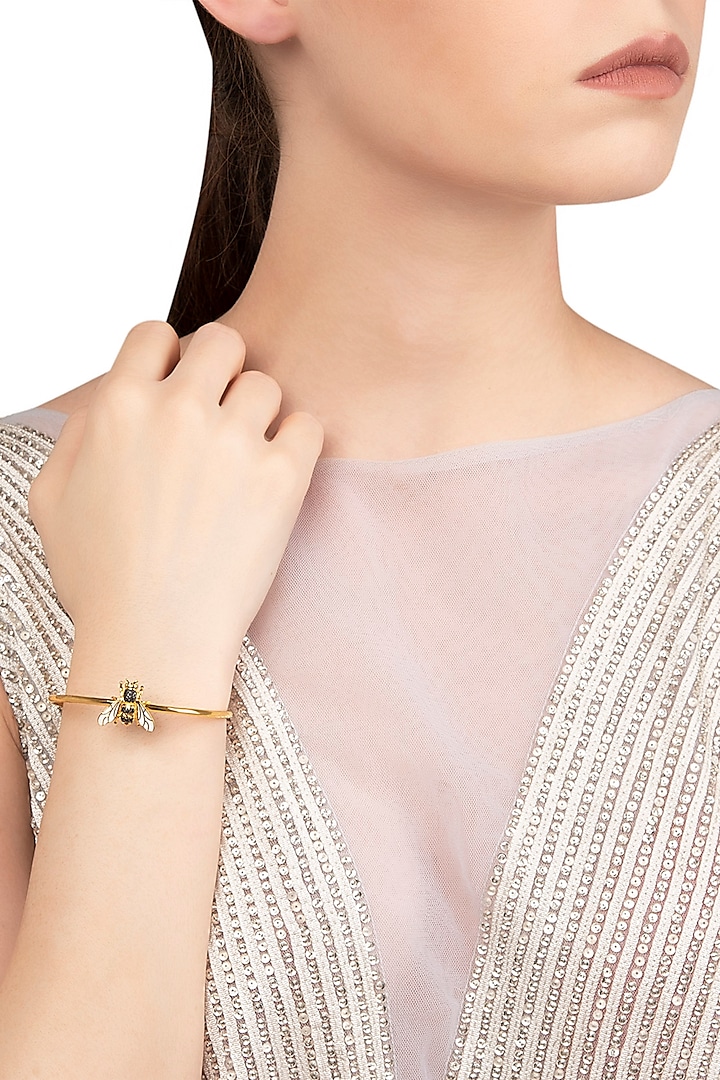 Gold Plated Bee Motif Bracelet by The Bohemian