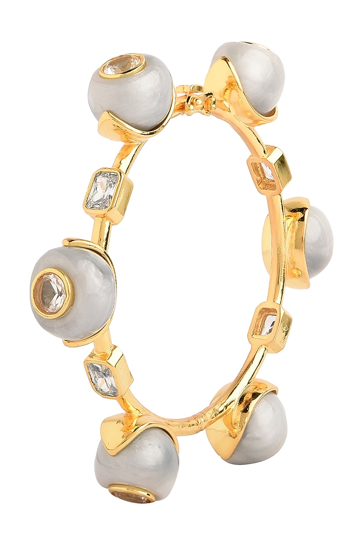Gold plated grey zircon audrey bangle available only at Pernia's Pop Up Shop.