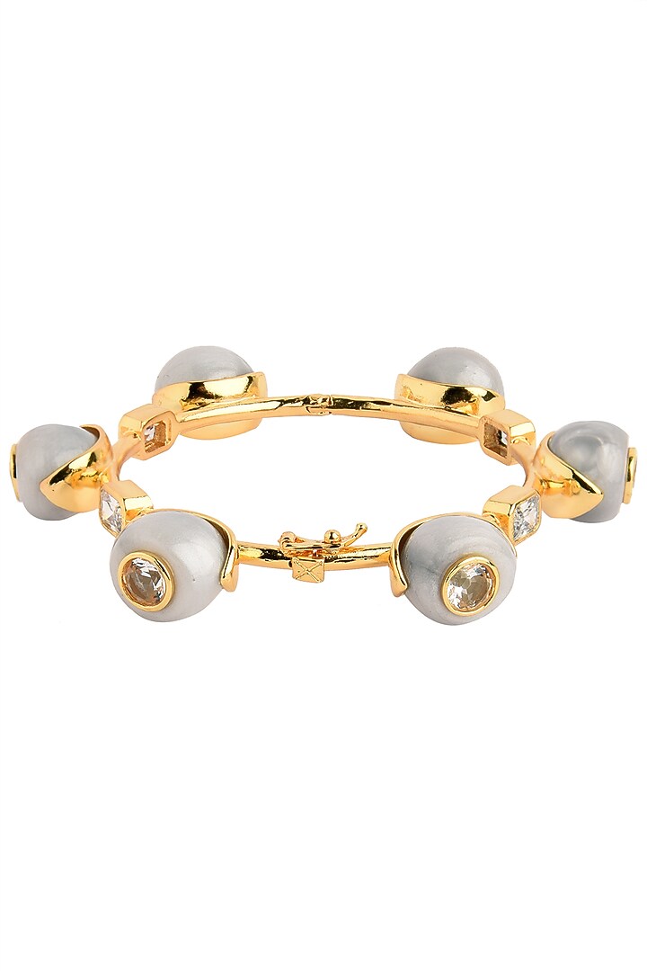 Gold plated grey zircon audrey bangle available only at Pernia's Pop Up Shop.