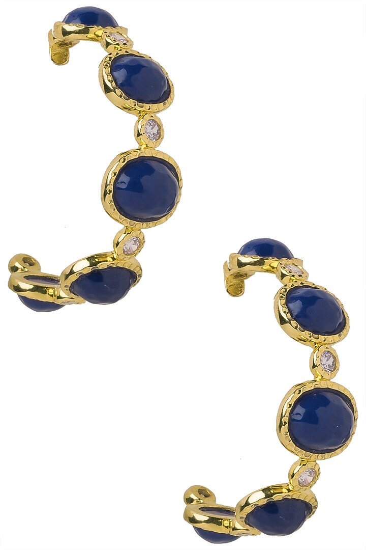 Navy blue frida hoop earrings available only at Pernia's Pop Up Shop.