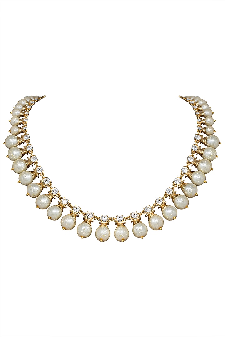 Gold plated white pearl queen necklace available only at Pernia's Pop Up Shop.