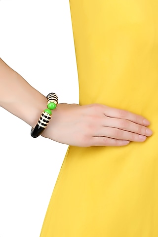 Black Pyramid Enamel Bangle by The Bohemian