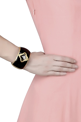 Black Cubic Zircons Resin Bangle by The Bohemian